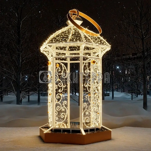 Фотозона новогодняя Фонарь большой золотой